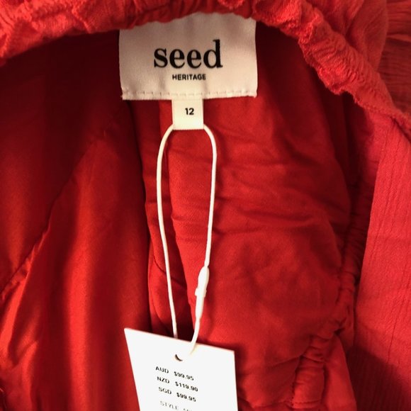 SEED Red V Neck Backless Style Boho Dress Size 12 New w Tags $99 - Picture 10 of 10